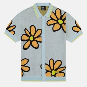 NWT WeSC S/S Polo Collar Cardigan Daisys (Winter Sky)